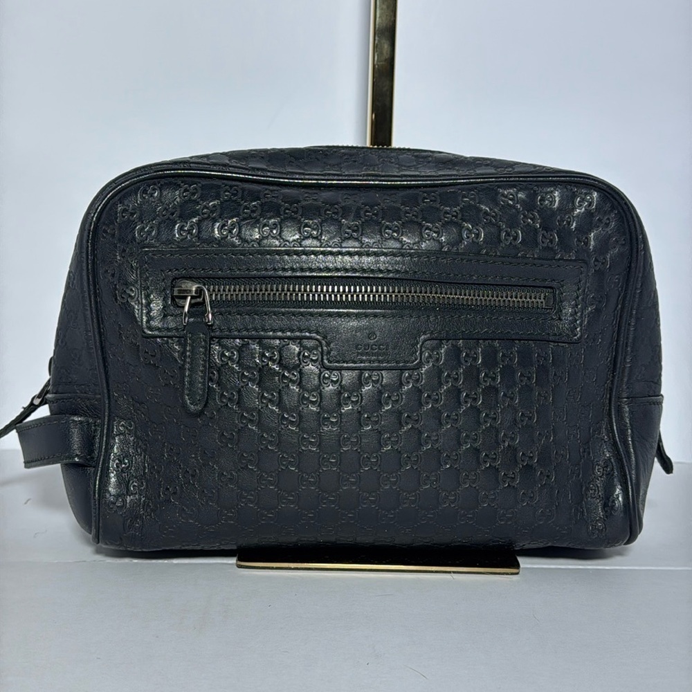 AUTHENTIC GUCCI DOP KIT IN BLACK GG LEATHER